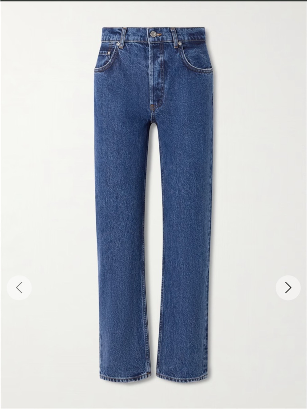 Anine Bing High-Rise Straight-Leg Jeans in Deep Blue Denim